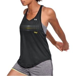 Under Armour Black TRX Tank Top Scoop Mesh Trim Womens Size SP.